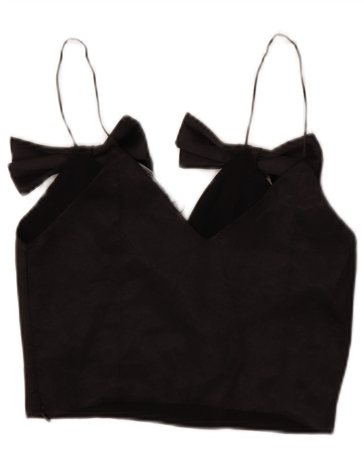 Zara Womens Crop Cami Top UK 4 XS Black Polyester