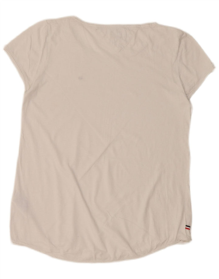 TOMMY HILFIGER Womens T-Shirt Top UK 14 Medium White Cotton
