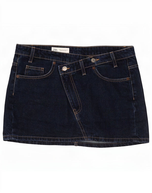 Zara Womens Mini Denim Skirt Medium W28 Navy Blue Cotton