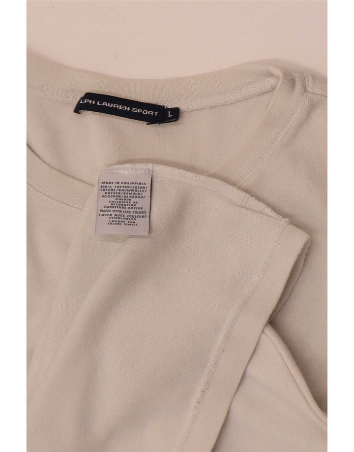 Ralph Lauren Womens Top Long Sleeve UK 14 Large White Cotton
