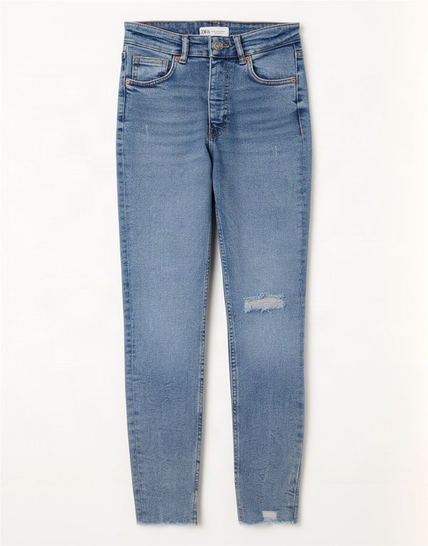 Zara Womens Distressed Skinny Jeans EU 36 XS W26 L27 Blue