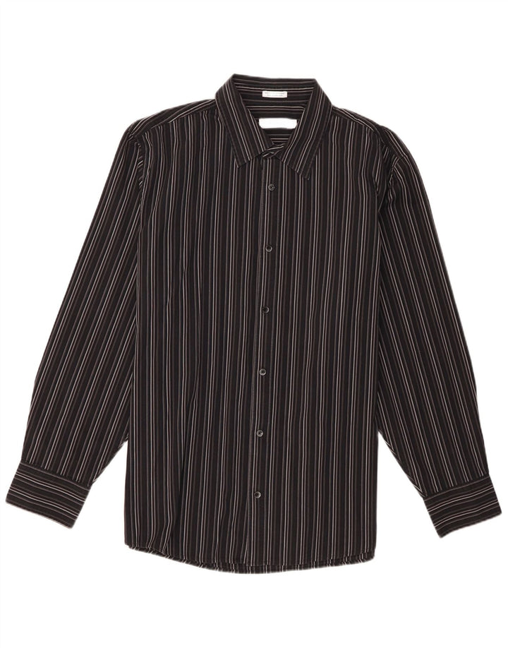 Calvin Klein Mens Shirt XL Black Striped Cotton
