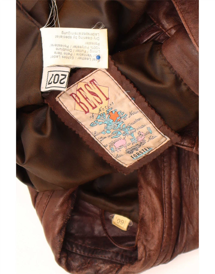 Forster Mens Leather Gilet EU 60 5XL Brown