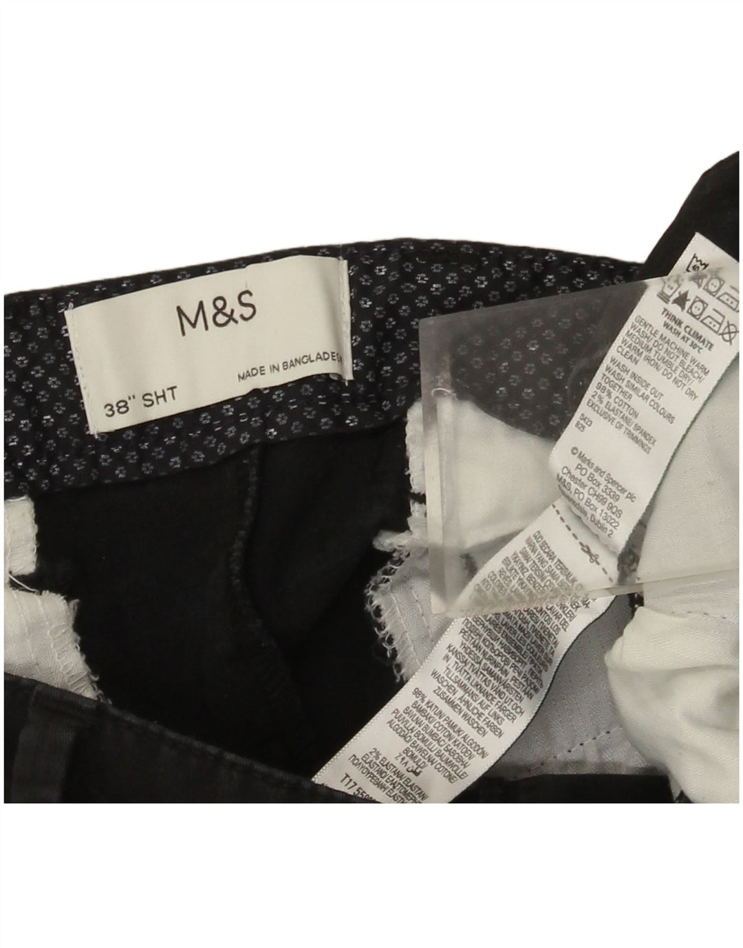 Marks & Spencer Mens Chino Shorts W38 XL Black Cotton