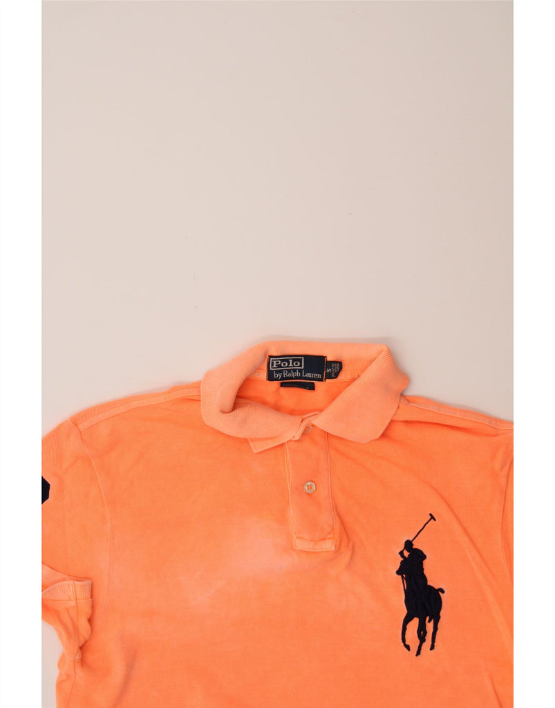 RALPH LAUREN Mens Graphic Polo Shirt Small Orange Cotton Vintage Ralph Lauren and Second-Hand Ralph Lauren from Messina Hembry 