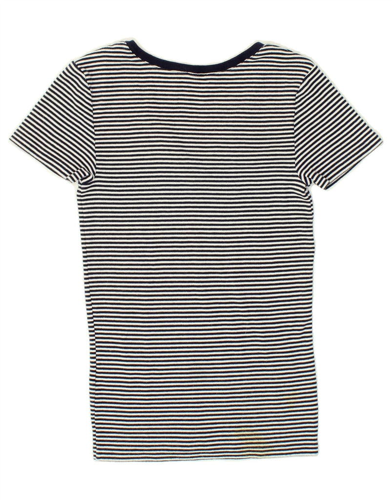POLO RALPH LAUREN Womens T-Shirt Top UK 12 Medium Navy Blue Striped Cotton | Vintage Polo Ralph Lauren | Thrift | Second-Hand Polo Ralph Lauren | Used Clothing | Messina Hembry 