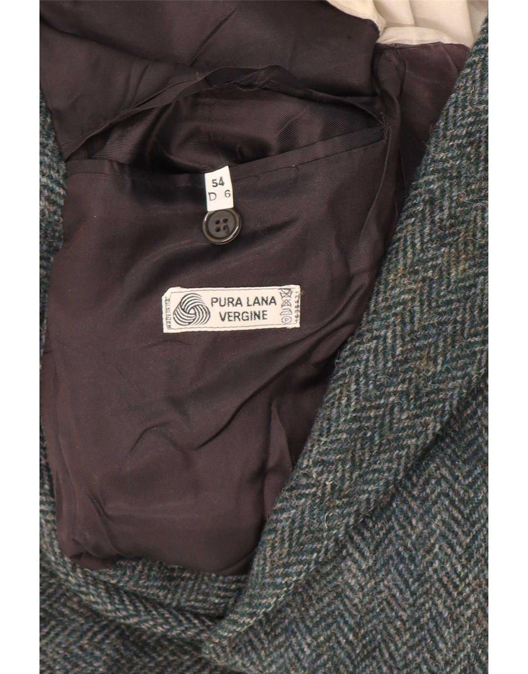 Harris Tweed Mens 2 Button Blazer Jacket IT 54 2XL Green Herringbone