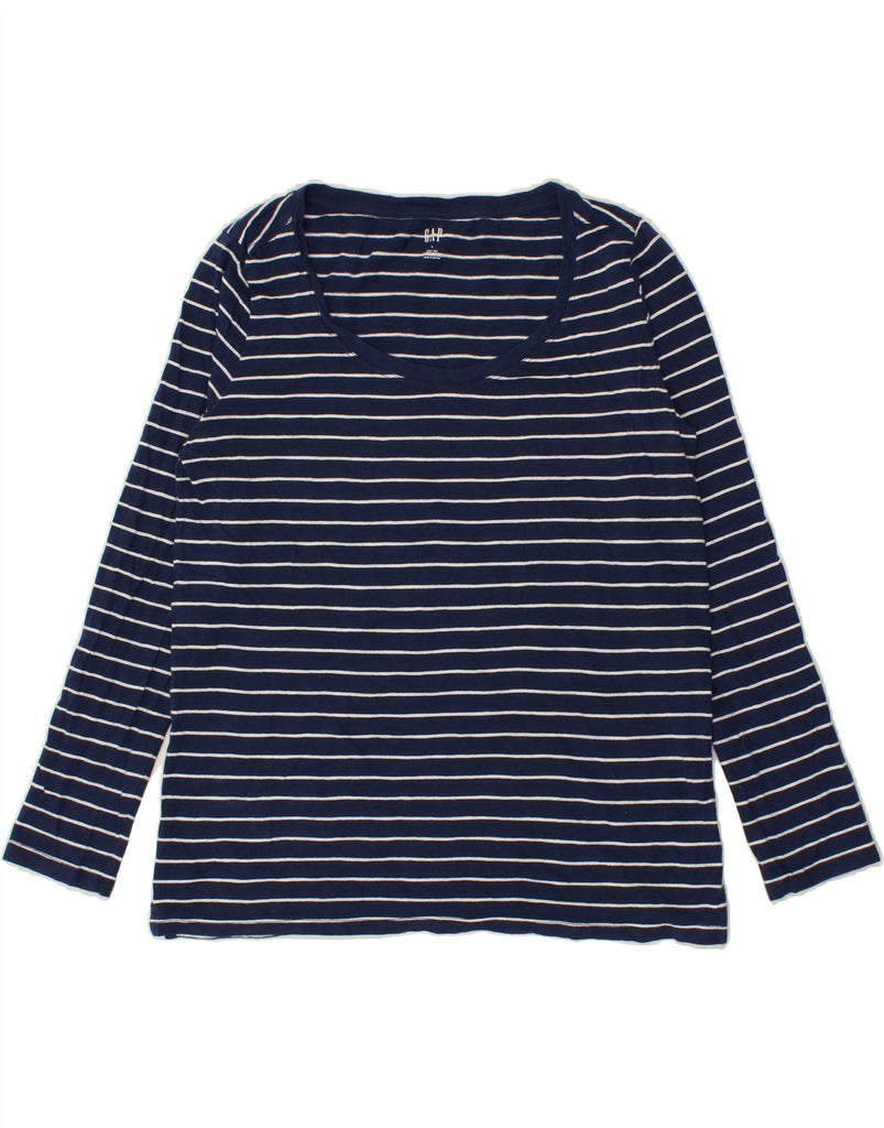 GAP Womens Top Long Sleeve UK 16 Large Navy Blue Striped Cotton | Vintage Gap | Thrift | Second-Hand Gap | Used Clothing | Messina Hembry 