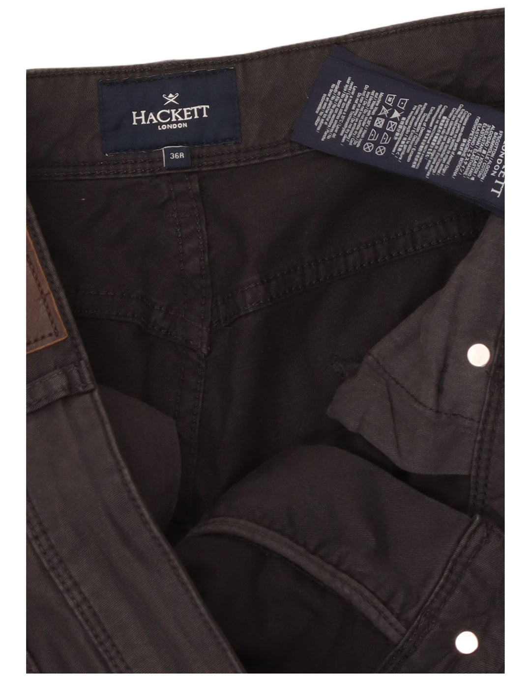 Hackett Mens Slim Casual Trousers W36 L31 Brown Cotton