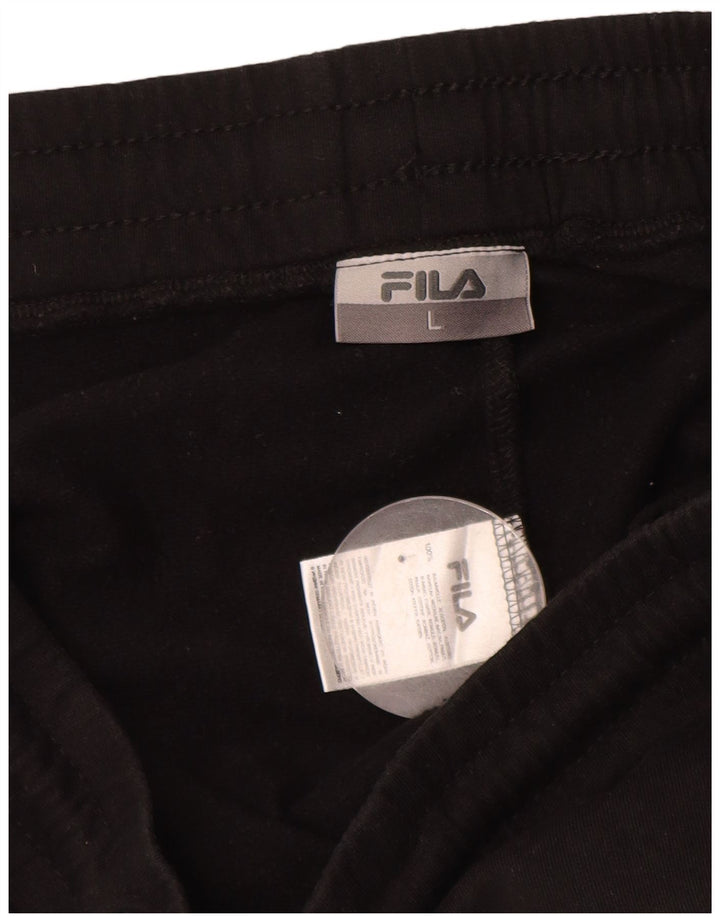 FILA Womens Tracksuit Trousers Joggers UK 14 Large  Black Cotton