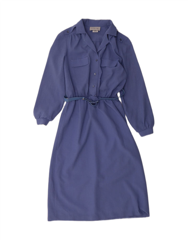 VINTAGE Womens Long Sleeve Maxi Dress UK 12 Medium Blue Polyester Vintage Vintage and Second-Hand Vintage from Messina Hembry 