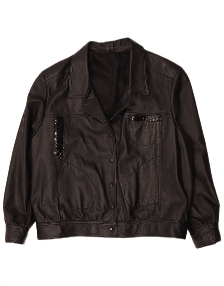 Vintage Womens Bomber Leather Jacket UK 18 XL Black