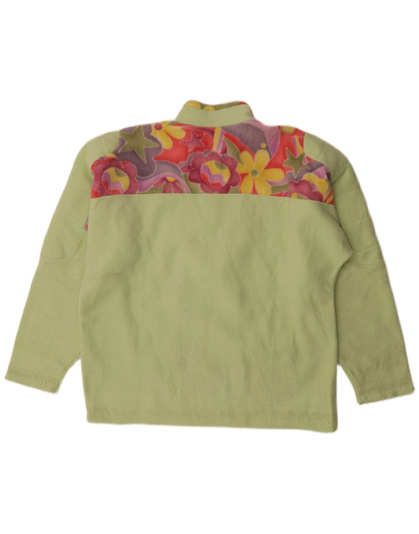Gymnasium Womens Oversized Zip Neck Fleece Jumper UK 14 Medium Green Floral