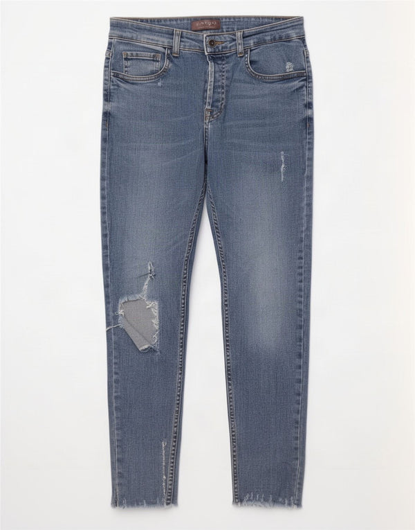 Zara Mens Distressed Skinny Jeans EU 42 Large W32 L28 Blue