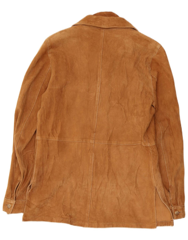 VINTAGE Womens Suede Jacket IT 44 Medium Beige Leather