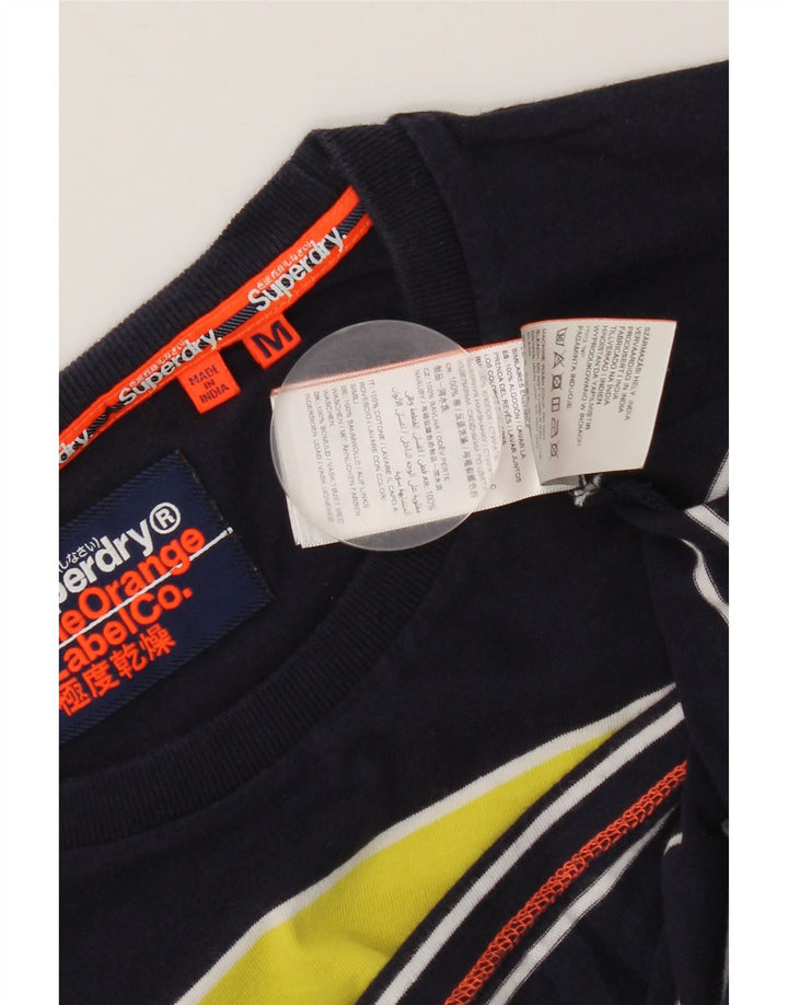 Superdry Mens T-Shirt Top Medium Navy Blue Colourblock Cotton