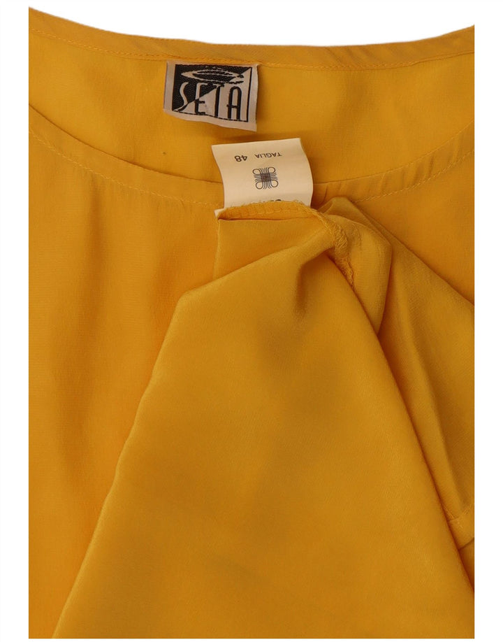 Vintage Womens Sleeveless Blouse Top IT 48 XL Yellow Silk