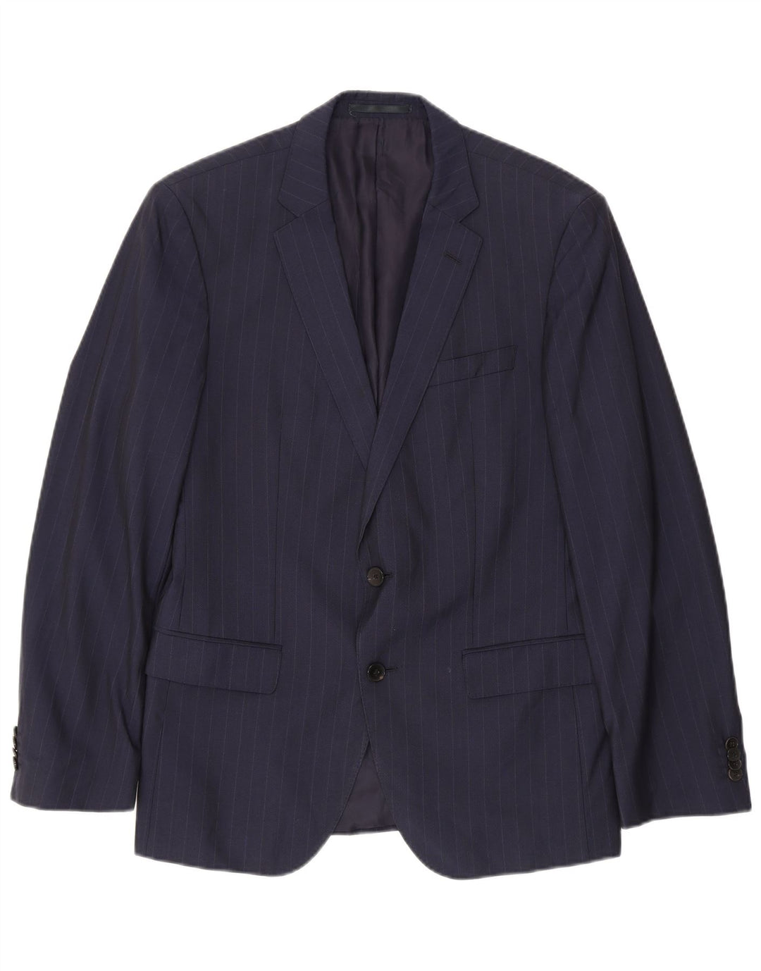 Hugo Boss Mens 2 Button Blazer Jacket EU 50 Large Navy Blue Pinstripe