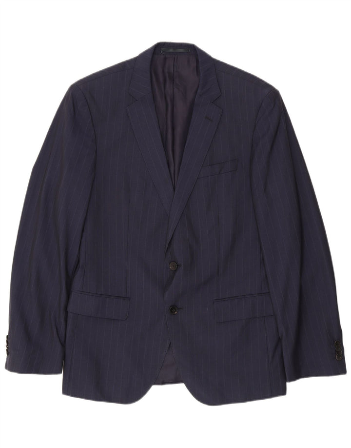 Hugo Boss Mens 2 Button Blazer Jacket EU 50 Large Navy Blue Pinstripe