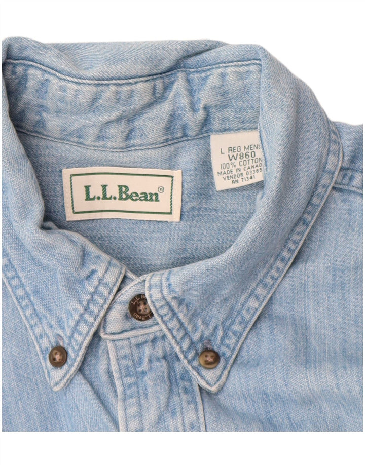 L.L.Bean Mens Denim Shirt Large Blue Cotton