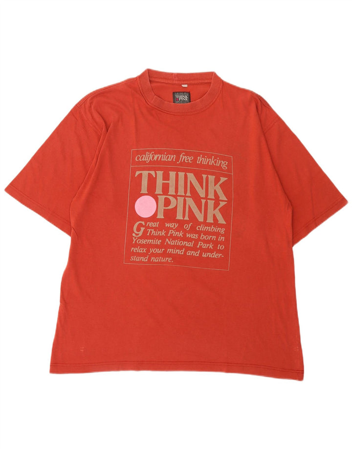 Think Pink Mens Graphic T-Shirt Top Large Red