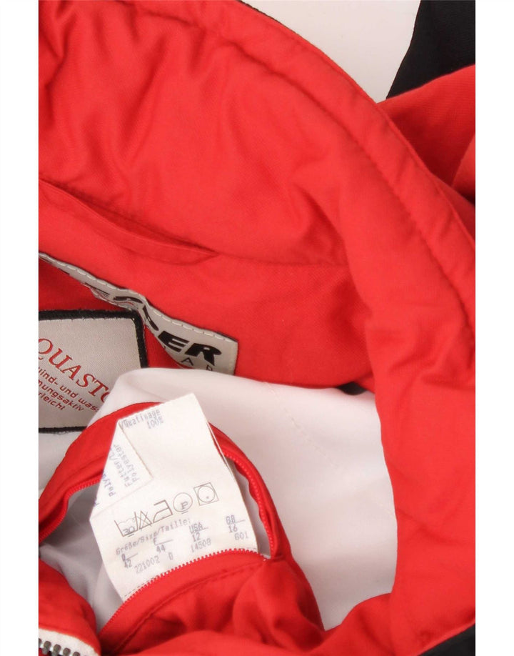 Klepper Womens Graphic Hooded Ski Jacket UK 16 Large Red Colourblock