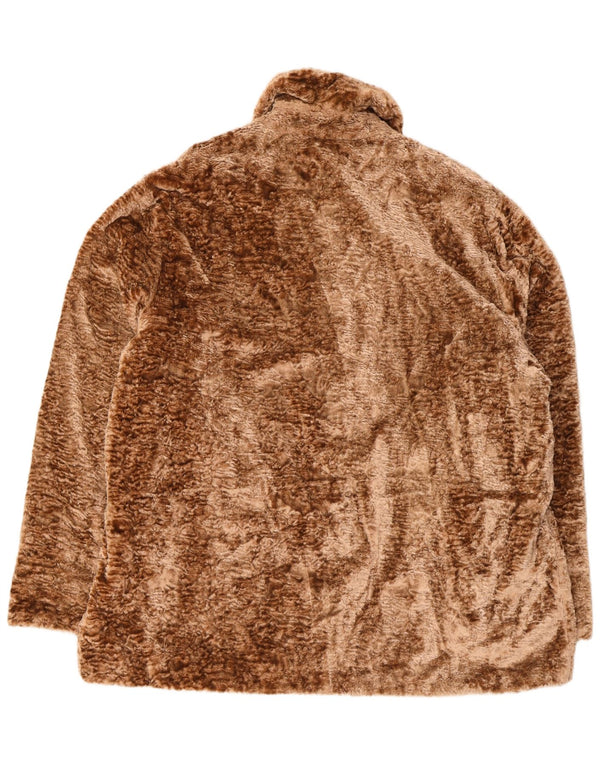 Vintage Womens Loose Fit Faux Fur Jacket UK 18 XL Brown