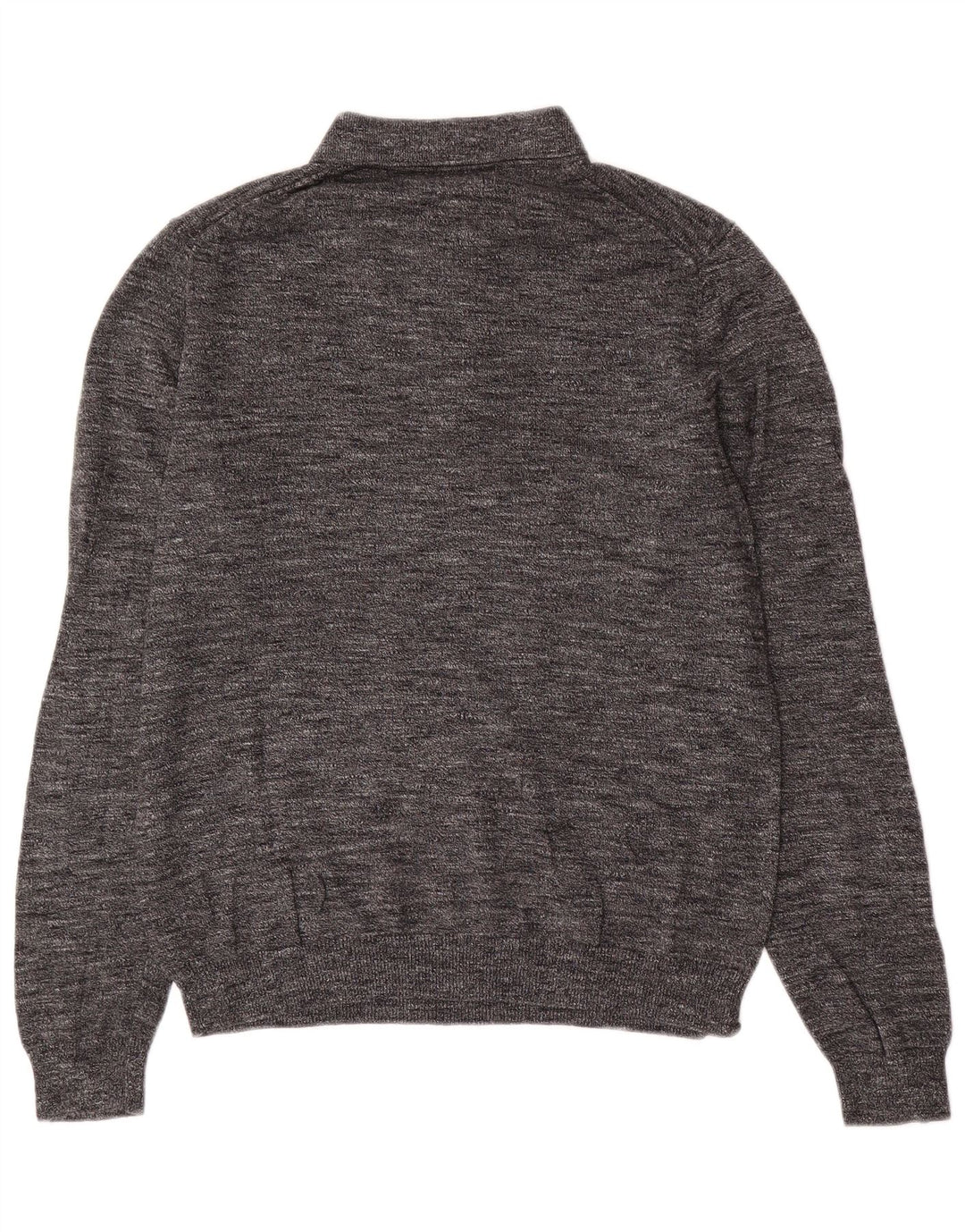 Marks & Spencer Mens Polo Neck Jumper Sweater Small Grey Flecked Cotton