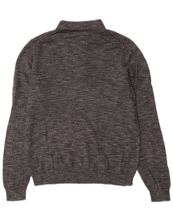 Marks & Spencer Mens Polo Neck Jumper Sweater Small Grey Flecked Cotton