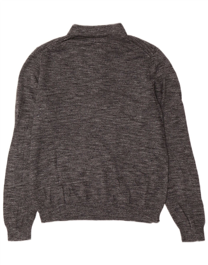 Marks & Spencer Mens Polo Neck Jumper Sweater Small Grey Flecked Cotton