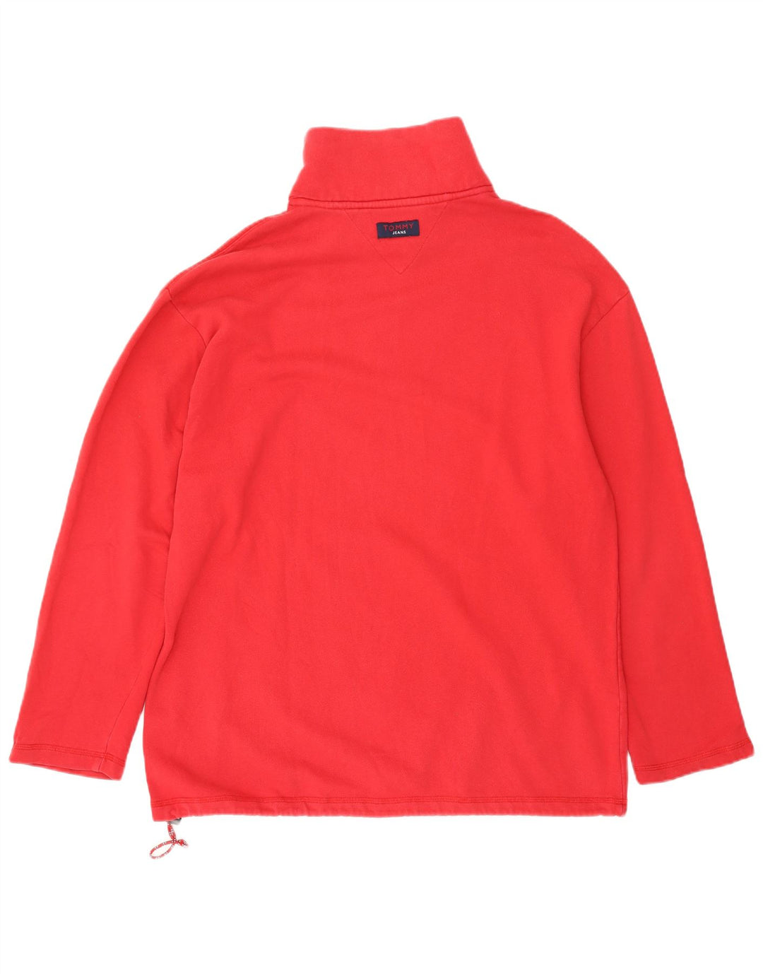 Tommy Hilfiger Mens Zip Neck Top Long Sleeve Large Red Cotton