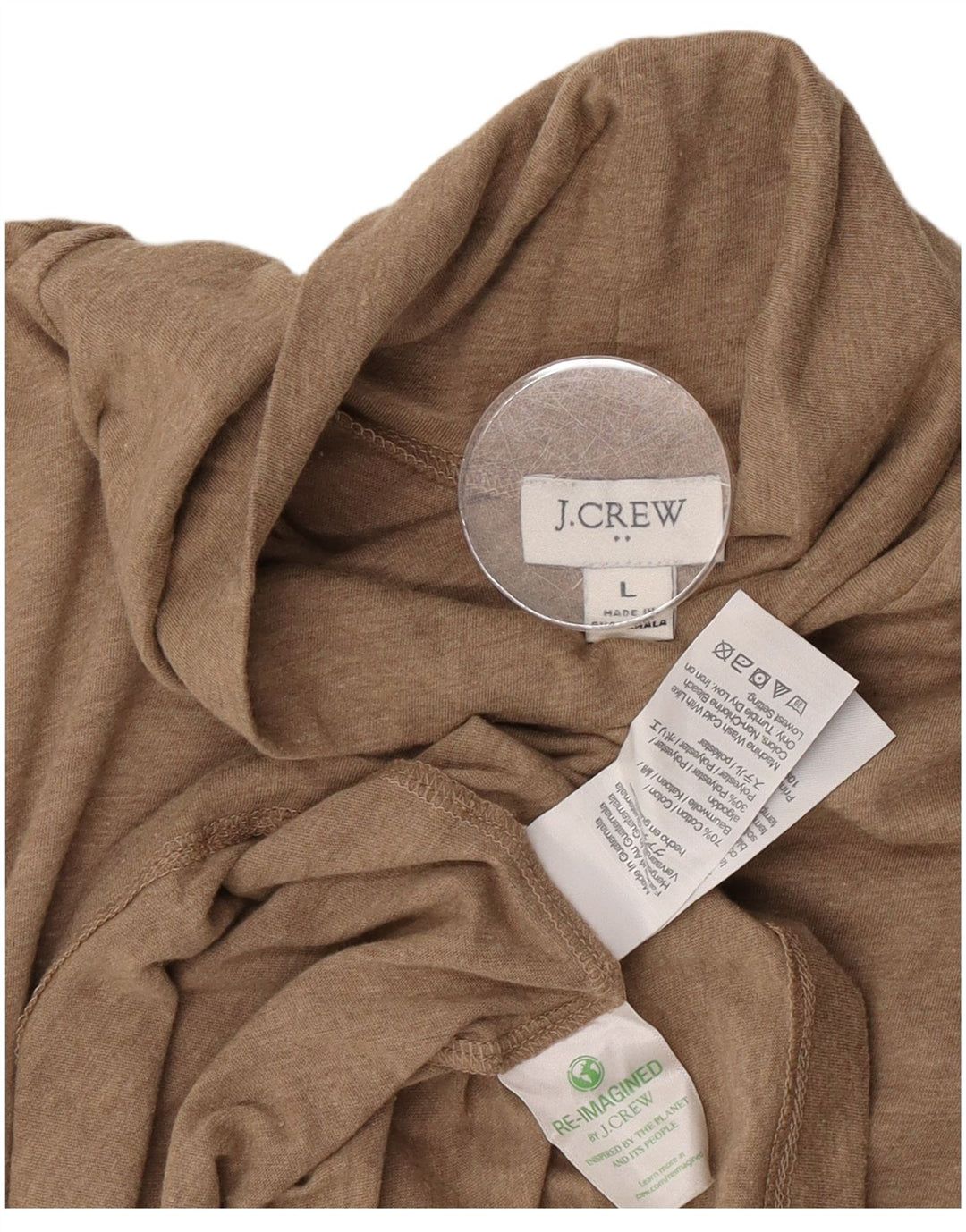 J. Crew Womens Roll Neck Blouse Top UK 14 Large Brown Cotton