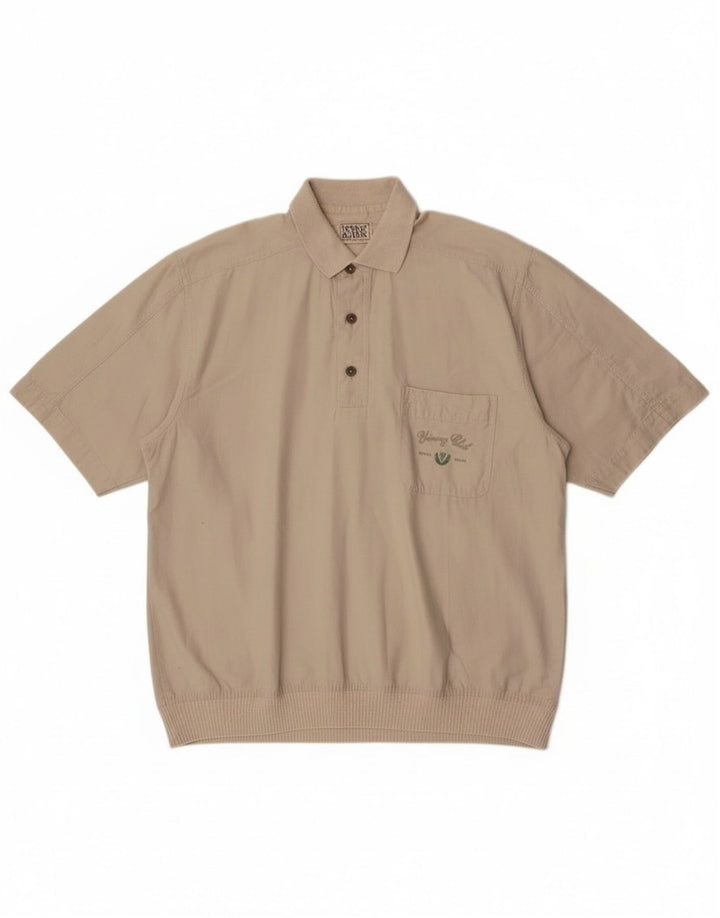 Donny & Max Mens Short Sleeve Pullover Shirt Medium Beige