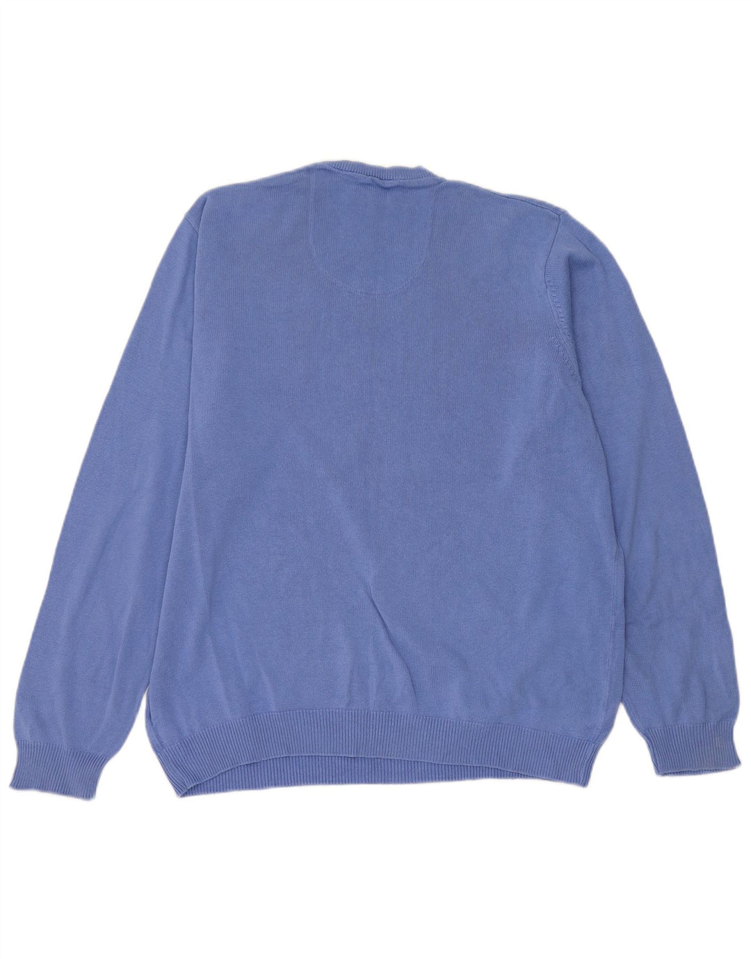 Marks & Spencer Mens Regular Fit V-Neck Jumper Sweater Large Blue Cotton