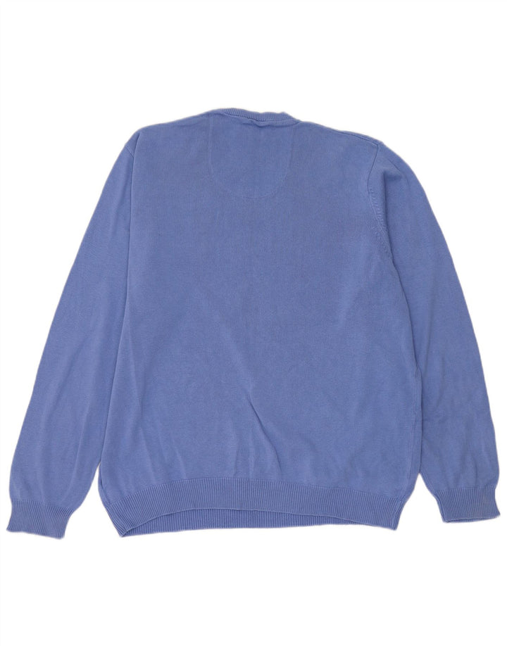 Marks & Spencer Mens Regular Fit V-Neck Jumper Sweater Large Blue Cotton