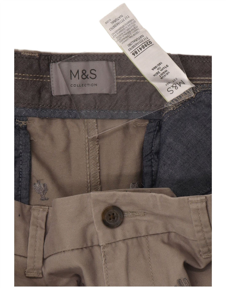 MARKS & SPENCER Mens Chino Shorts W36 Large Grey Spotted Cotton