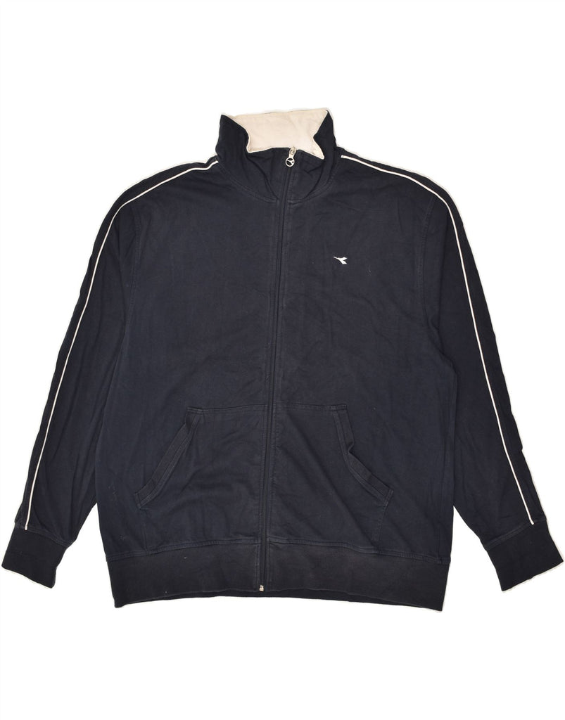 DIADORA Mens Tracksuit Top Jacket IT 56 XL Navy Blue Cotton | Vintage Diadora | Thrift | Second-Hand Diadora | Used Clothing | Messina Hembry 