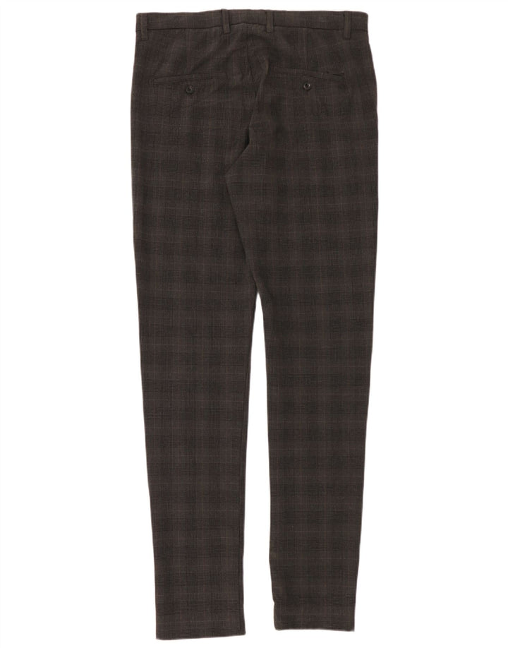 Jack & Jones Mens Marco Slim Chino Trousers W33 L36 Grey Check Polyester