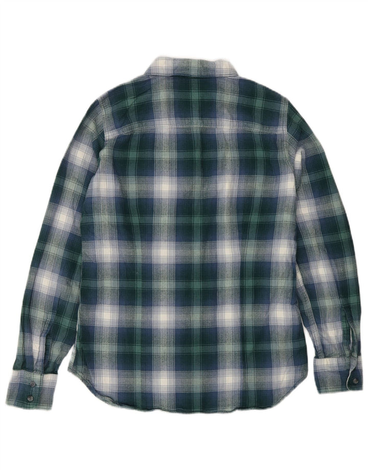 EDDIE BAUER Womens Flannel Shirt UK 10 Small Green Check Cotton