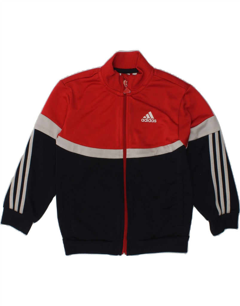 ADIDAS Boys Graphic Tracksuit Top Jacket 2-3 Years Red Colourblock | Vintage Adidas | Thrift | Second-Hand Adidas | Used Clothing | Messina Hembry 