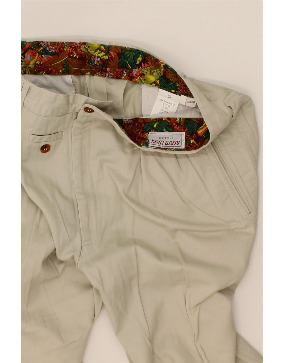 BERTO LUCCI Womens Pegged Chino Trousers W36 L29 Beige Cotton Vintage Berto Lucci and Second-Hand Berto Lucci from Messina Hembry 