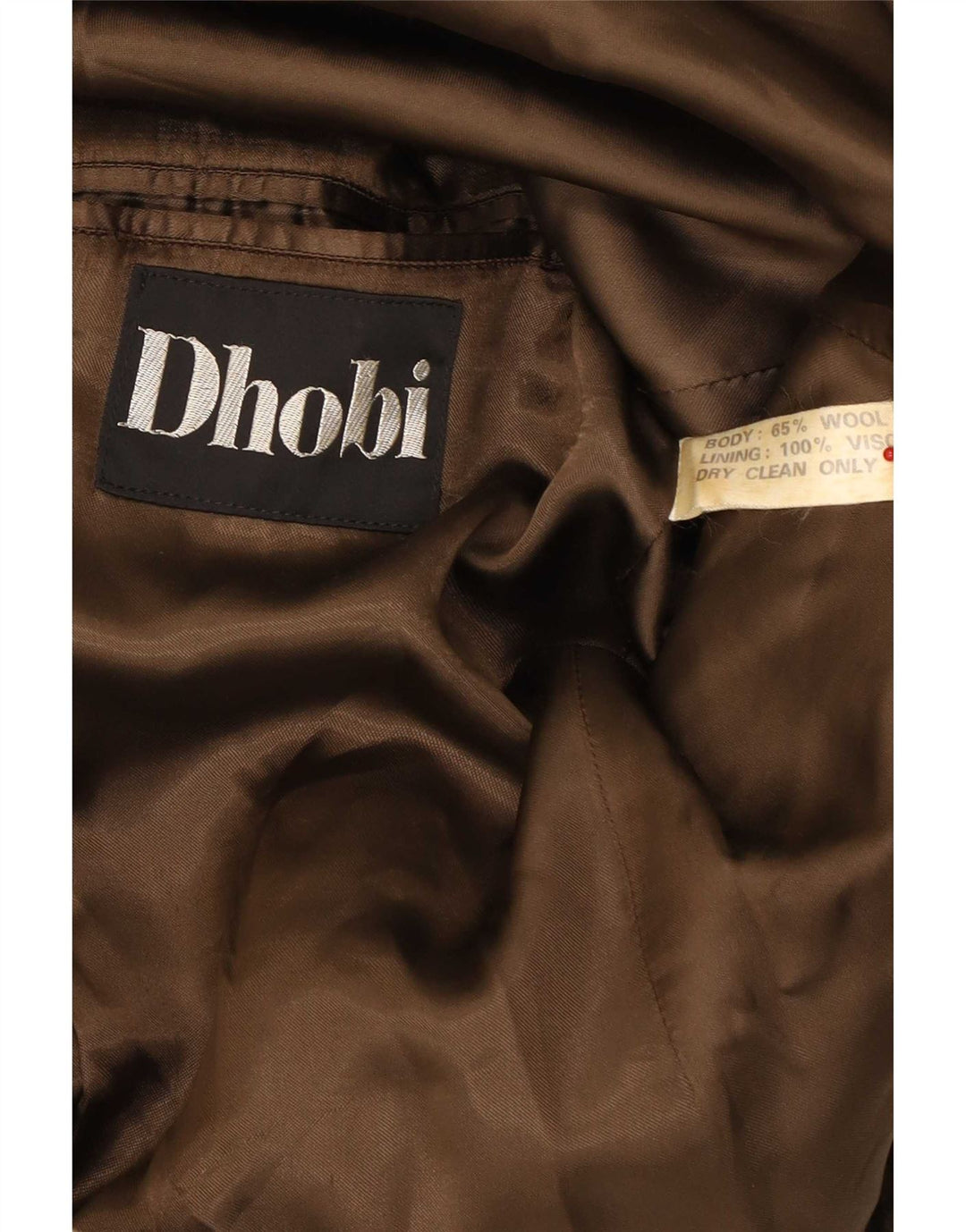 Dhobi Mens Double Breasted Coat UK 38 Medium Khaki Wool
