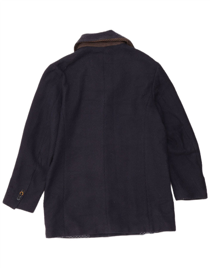 HARMONT & BLAINE Womens Overcoat IT 52 2XL Navy Blue Chevron Wool Vintage Harmont & Blaine and Second-Hand Harmont & Blaine from Messina Hembry 