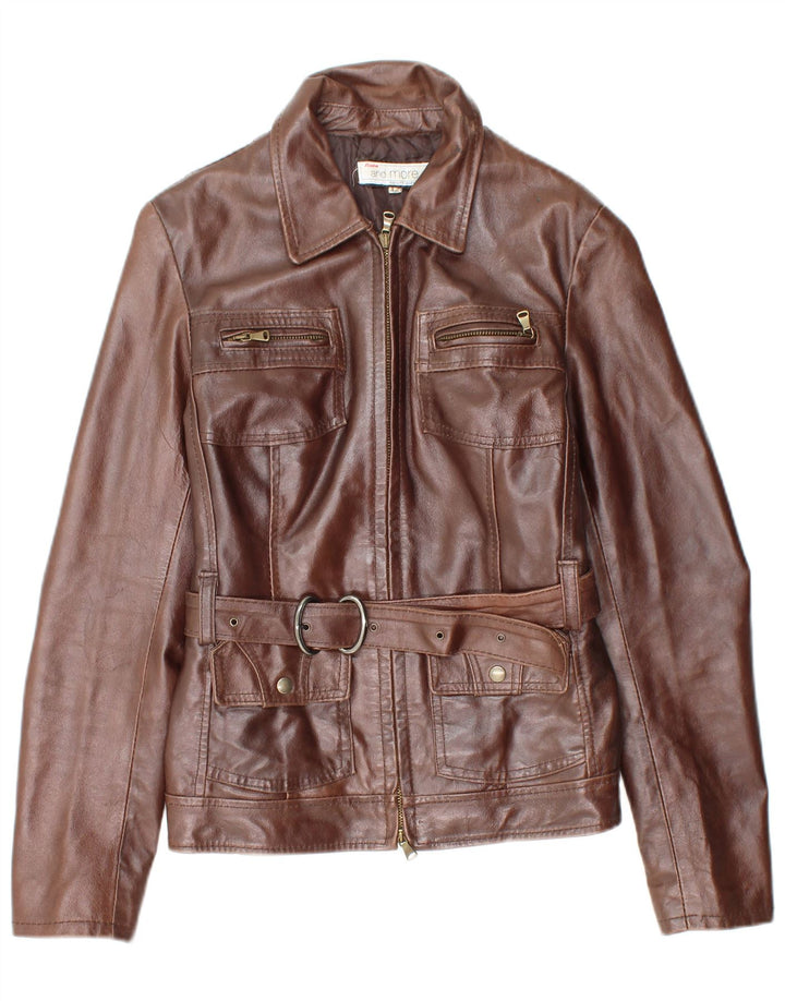 BATA AND MORE Womens Leather Jacket IT 46 Large Brown Leather