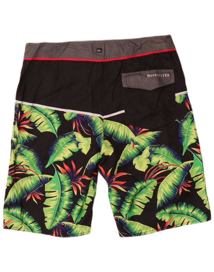 Quiksilver Mens Swimming Shorts Medium  Black Floral Polyester