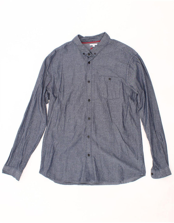JULES Mens Shirt 2XL Navy Blue Spotted Vintage Jules and Second-Hand Jules from Messina Hembry 