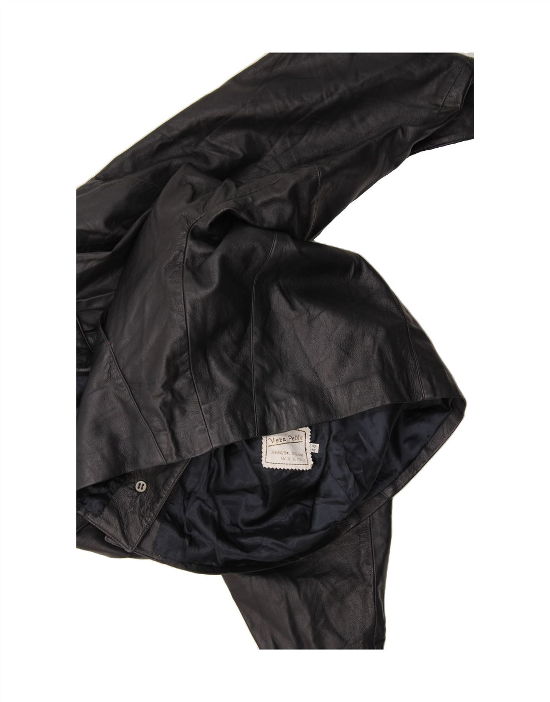 VINTAGE Womens Leather 2 Button Blazer Jacket IT 44 Medium Black Leather Vintage Vintage and Second-Hand Vintage from Messina Hembry 