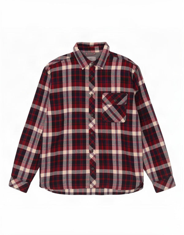Marks & Spencer Mens Tailored Fit Flannel Shirt Large Red Check Cotton
