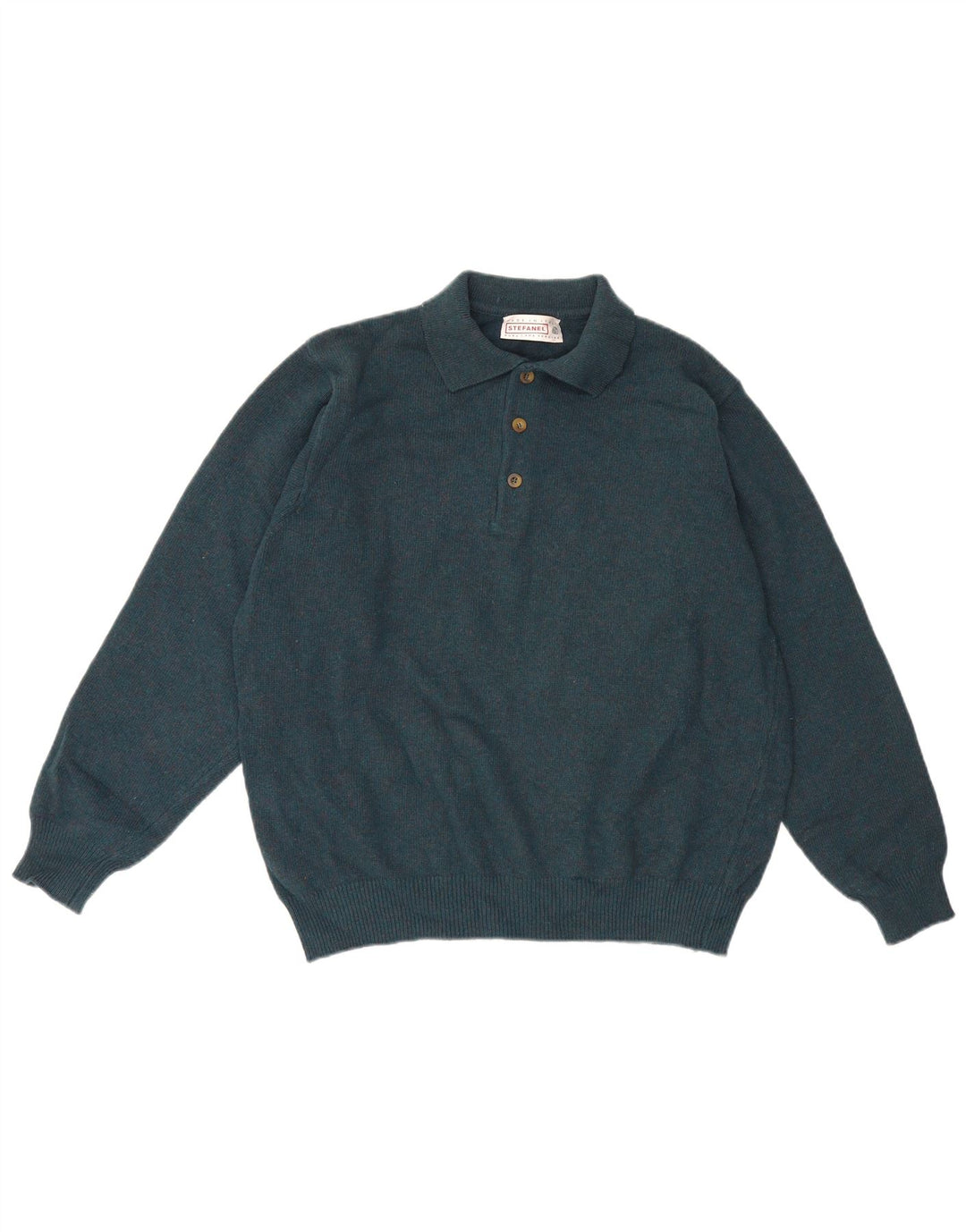 Stefanel Mens Polo Neck Jumper Sweater Large Green Wool