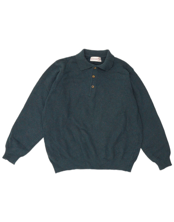 Stefanel Mens Polo Neck Jumper Sweater Large Green Wool